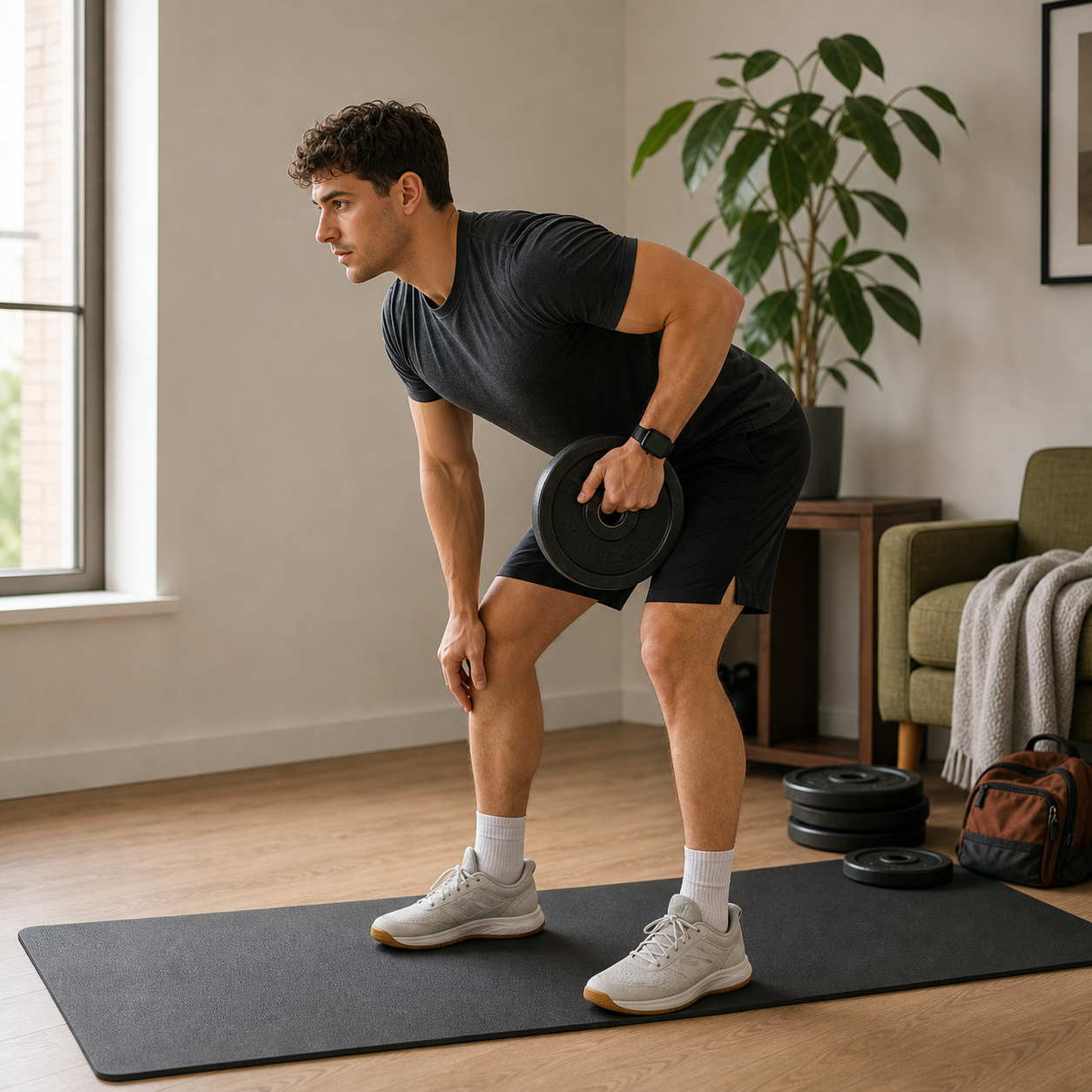 One-arm bent-over row demonstration