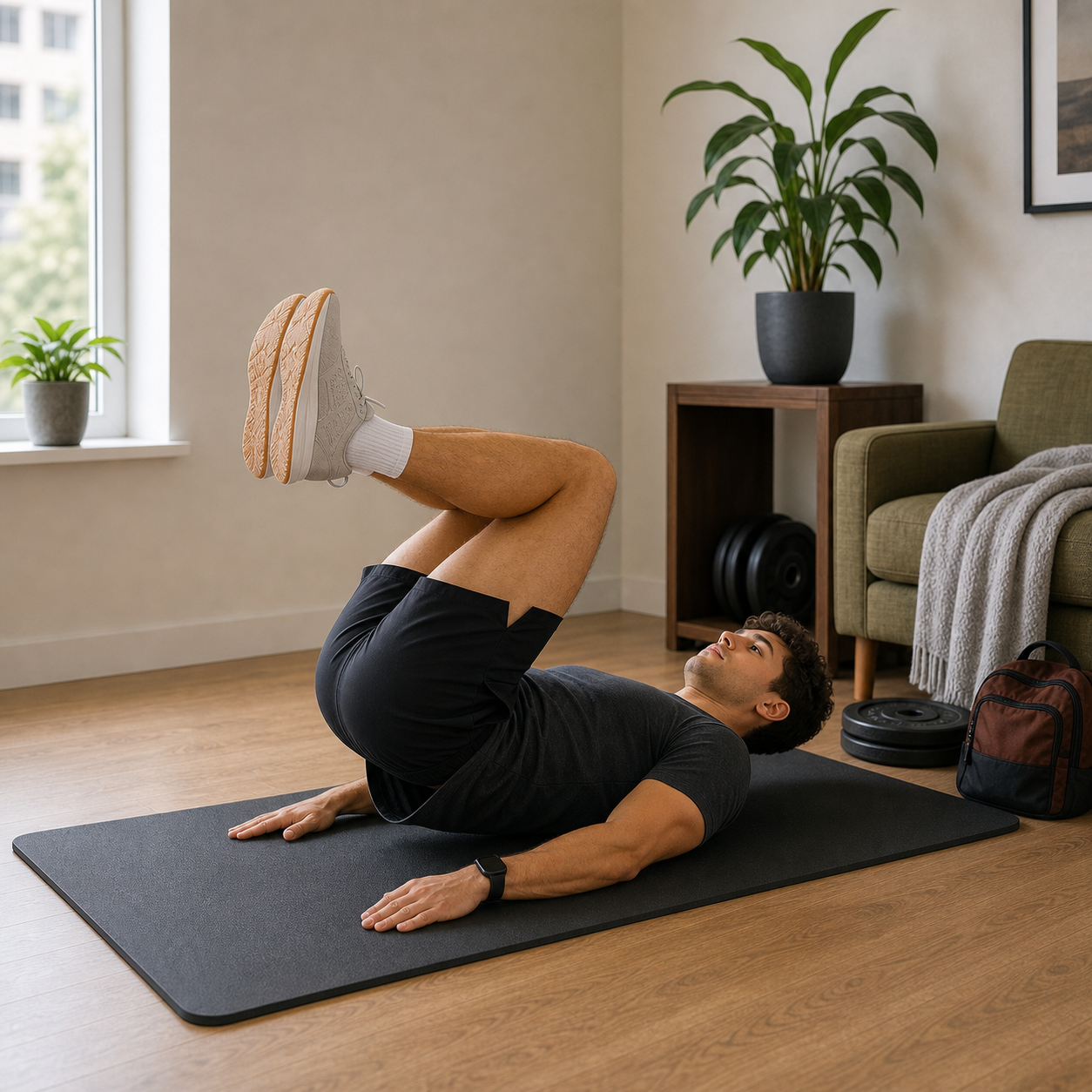 Reverse crunch demonstration